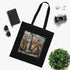 Music Lover's Tote Bag in Black Cotton with Musical Notes Pattern