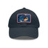 Bright orange Koi baseball cap with goldfish patch and white rectangle.