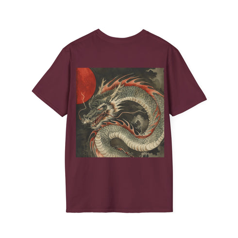 Legendary Japanese Dragon T-shirt in Charcoal, Size S, crew neck, DTG design.