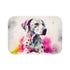 Playful Dalmatian print bath mat for canine charm in the bathroom.
