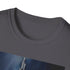 Charcoal cotton T-shirt with watercolor Dubai skyline graphic and crew neck