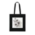 Floral Sketchbook Tote Bag in Black Cotton with Whimsical Flowers