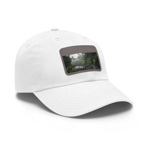 Maui Island Paradise Baseball Cap, White with Light Brown Patch, Cotton Unisex Hat
