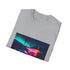 Neon watercolor print charcoal cotton T-shirt with crew neck regular fit