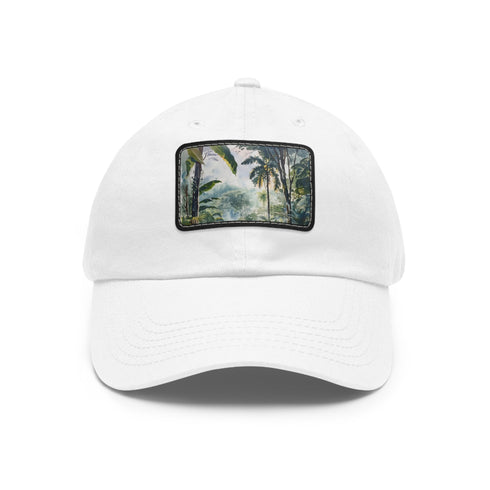 Congo Rainforest Dreams Cap White Light Brown Rectangle Unisex Vegan Hat.