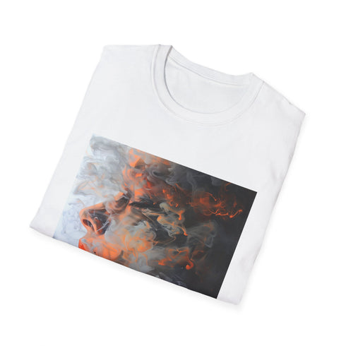 Abstract smoke design charcoal cotton t-shirt with crew neck regular fit