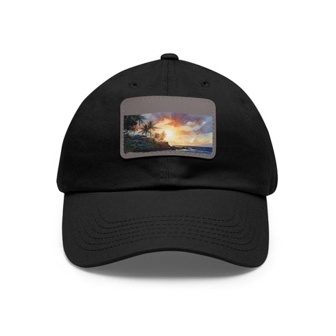 Hawaiian Sunset Paradise Cap in White with Light Brown Patch