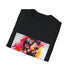 Vibrant charcoal cotton T-shirt featuring watercolor neon design for summer wear