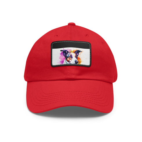 Adorable Jack Russel Snapback Cap in white with light brown patch.