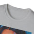 Charcoal cotton crew neck T-shirt with vibrant Kendall Jenner portrait