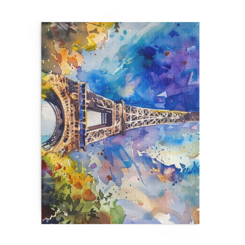 Stunning Eiffel Tower watercolor puzzle for a relaxing and rewarding experience.