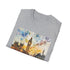 Charcoal crew neck t-shirt with watercolor Big Ben design in soft hues