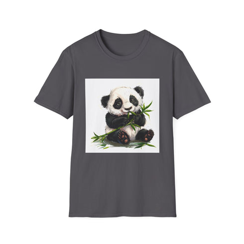 Charcoal bamboo panda T-shirt in soft breathable cotton with crew neck