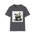 Charcoal bamboo panda T-shirt in soft breathable cotton with crew neck