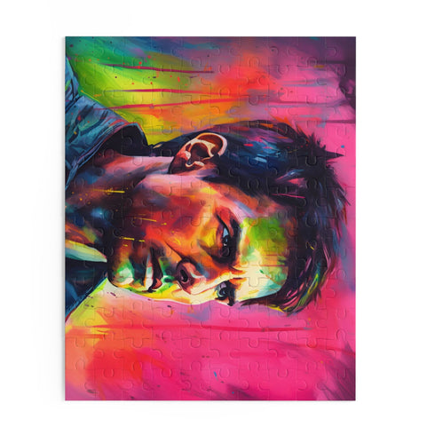 Neon Cruise Watercolor Puzzle featuring Tom Cruise in vibrant colors.