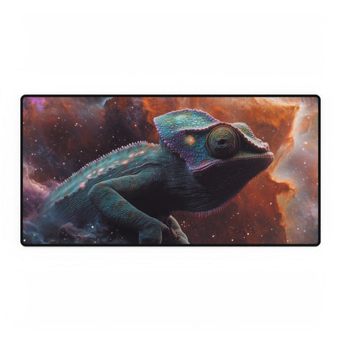 Chameleon Blending into Nebula Wall Gaming XXL Extended Desk Mat