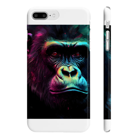 Watercolor gorilla phone case, vibrant neon jungle design.