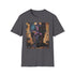 Charcoal crew neck T-shirt featuring vibrant cosmic Galactus portrait in soft cotton