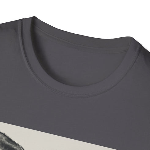 Charcoal DTG t-shirt with hipster kangaroo literary adventure graphic