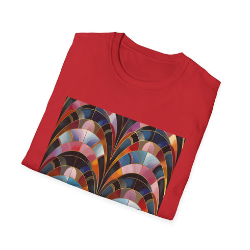 Art Deco geometric pattern charcoal t-shirt for men and women.