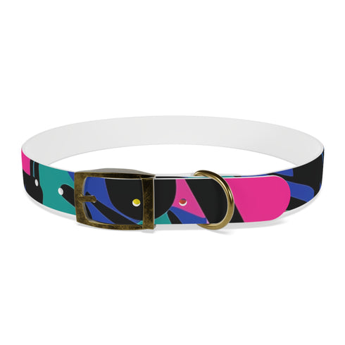 Neon graffiti dog collar in medium size with black onyx.