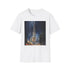 Charcoal cotton t-shirt with watercolor Dubai skyline design and crew neck