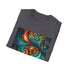 Charcoal DTG T-shirt with intricate fractal pattern crew neck and regular fit