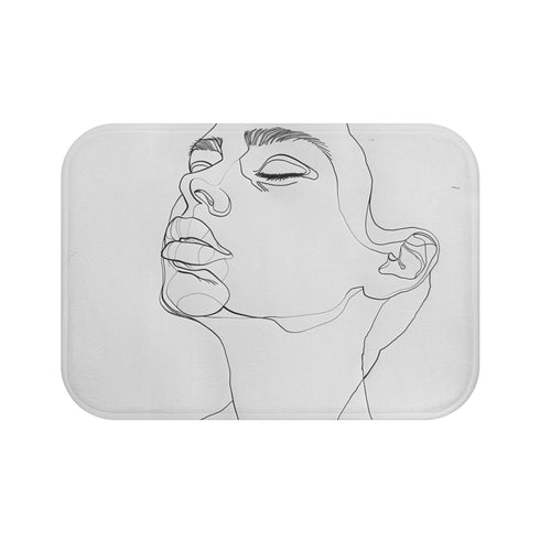 Minimalist Line Art Face Bath Mat for Modern Bathroom Decor.