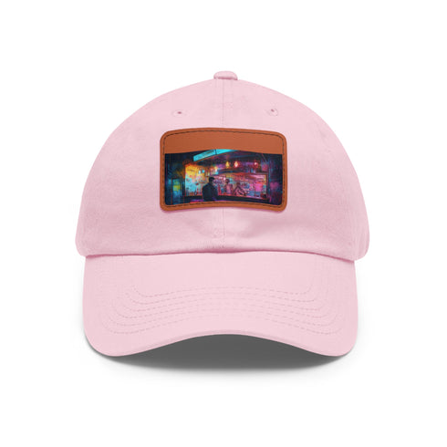 Neon Watercolor Splash Baseball Cap in White with Light Brown Patch