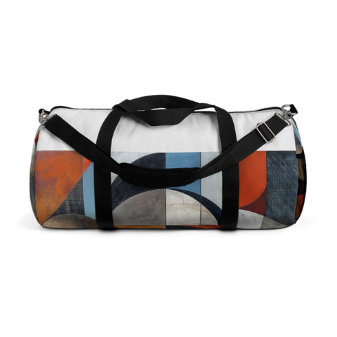 Geometric chaos duffel bag, small size, abstract shapes design, USA-made.