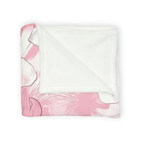 Pink & White Cherry Blossom Seamless Plush Fleece Throw Blanket - View 8 | Prints With Passion