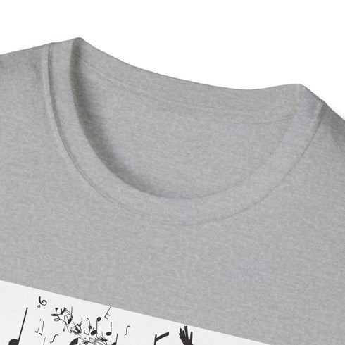 Charcoal dance silhouette t-shirt in soft cotton evokes rhythm and style