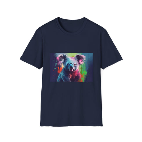 Charcoal eucalyptus watercolor koala T-shirt with soft crew neck cotton fabric