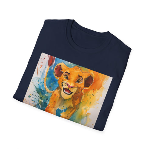 Charcoal cotton t-shirt featuring playful young Simba in regular fit