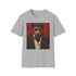 Charcoal Scarface portrait tee with vibrant colors captures Tony Montana's legacy.