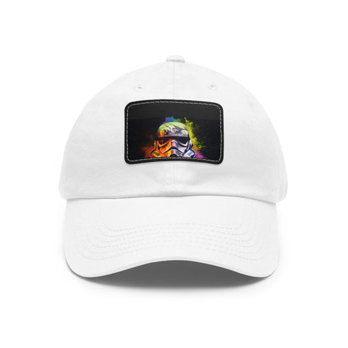 Neon watercolor Storm Trooper hat, white/light brown patch, unisex, vegan.