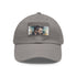 Batman watercolor baseball cap in white with light brown patch.