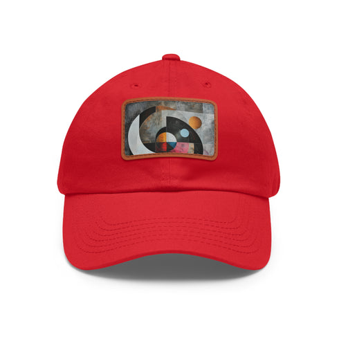 Stylish white snapback cap with abstract geometric design.