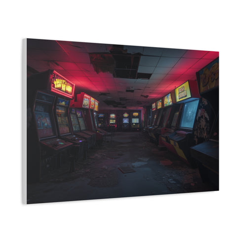 Abandoned Arcade Glowing in the Dark Stretched Canvas Wall Art