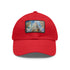 White Chrysler Skyline Watercolor Cap with Light Brown Patch, Rectangle Shape.