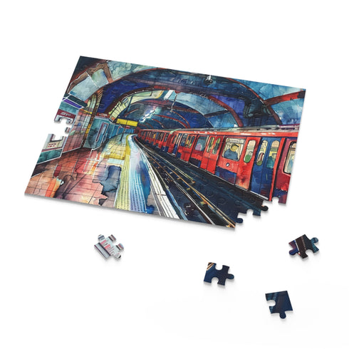 London Underground watercolor puzzle, 10" x 8", 120 pieces.
