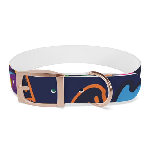 Neon graffiti dog collar, M size in Black Onyx - Urban style.