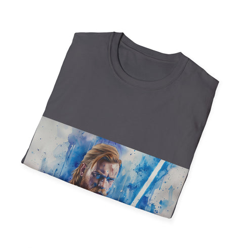 Legendary blue lightsaber cotton crew neck t-shirt for Star Wars fans.