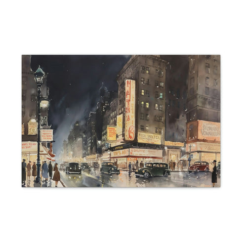 Vintage New York City skyline canvas art 8x10 print.