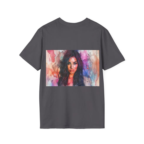 Charcoal watercolor t-shirt with crew neck and regular fit for summer