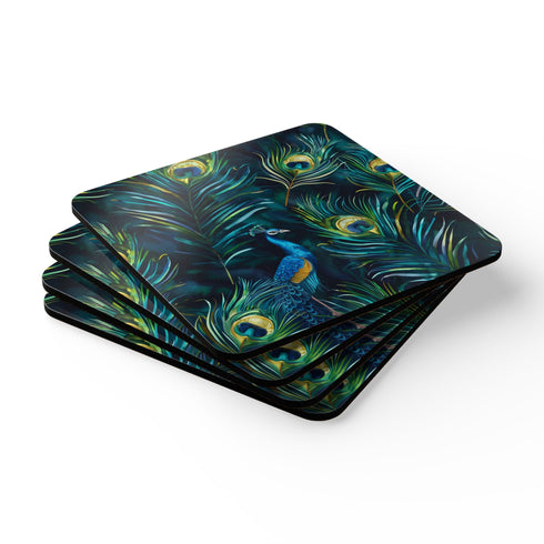 Ocean Blue Eyes Corkwood Coasters, Square, Coastal Inspired Kitchen Accessories