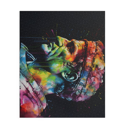 Colorful Caesar Watercolor Jigsaw Puzzle with neon hues, challenging 120 pieces.