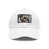 Stylish white cap with abstract geometric design, suitable for unisex wear.
