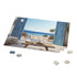 Tranquil wooden blue window puzzle with opened wood doors (120 pcs)