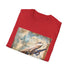 Vintage airplane adventure t-shirt in black with world travel stamps.